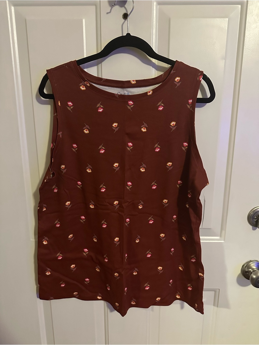 croft & barrow Sleeveless Floral Tank Top - Rust with Pink Accents
